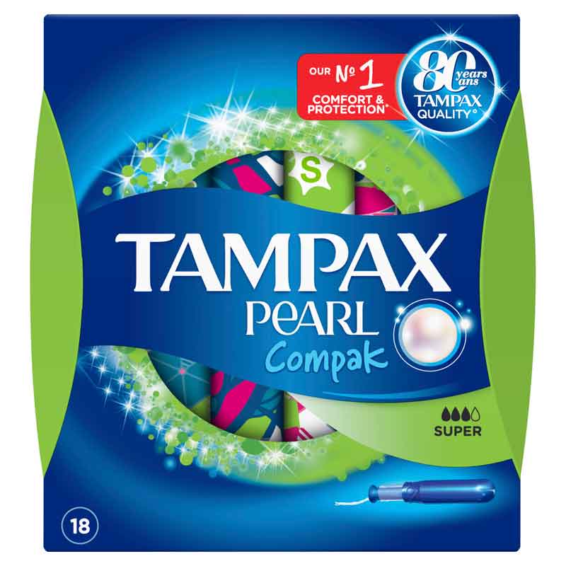 Pearl Compak Super Tampons Inbrenghuls x18, TAMPAX