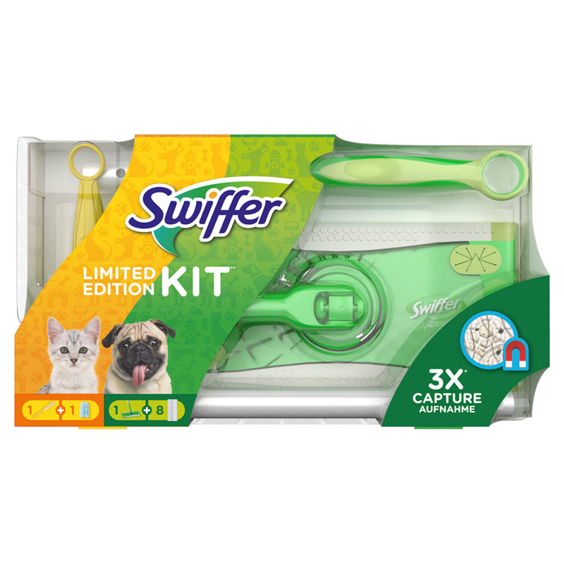 Kit Inclusief 1 Vloerreiniger + 8 Droge Vloerdoekjes En 1 Duster + 1 Navulling, SWIFFER