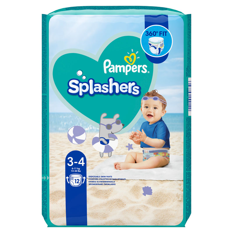 Splashers Maat 3-4 12 Wegwerpbare Zwemluiers, PAMPERS