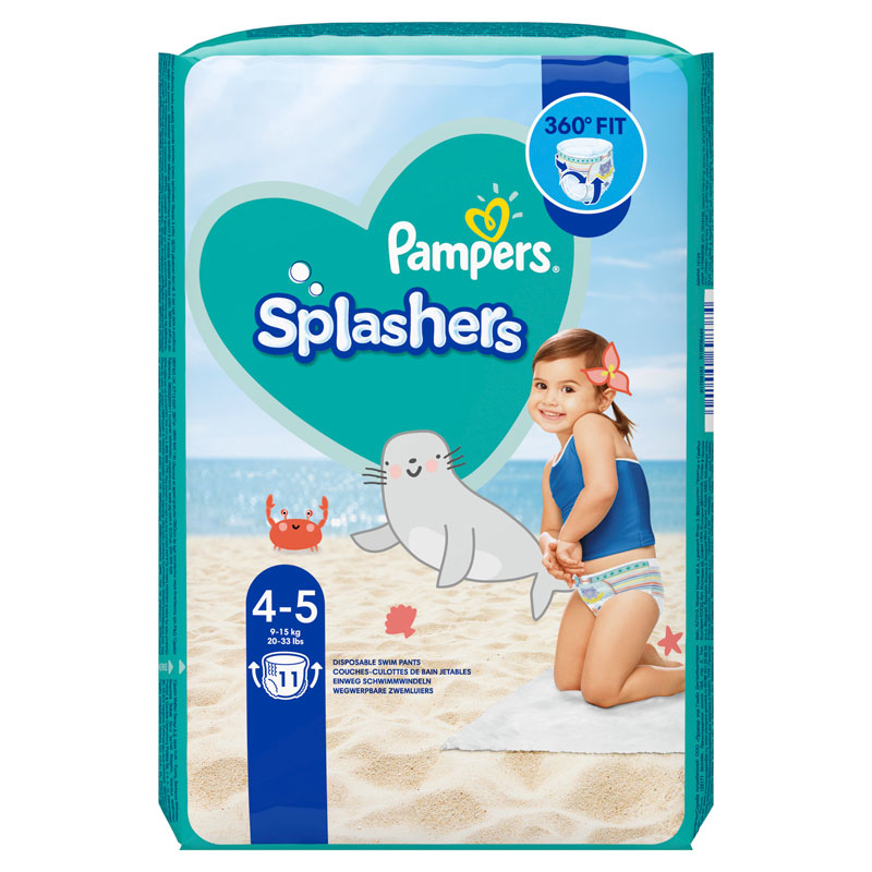 Splashers Maat 4-5 11 Wegwerpbare Zwemluiers, PAMPERS