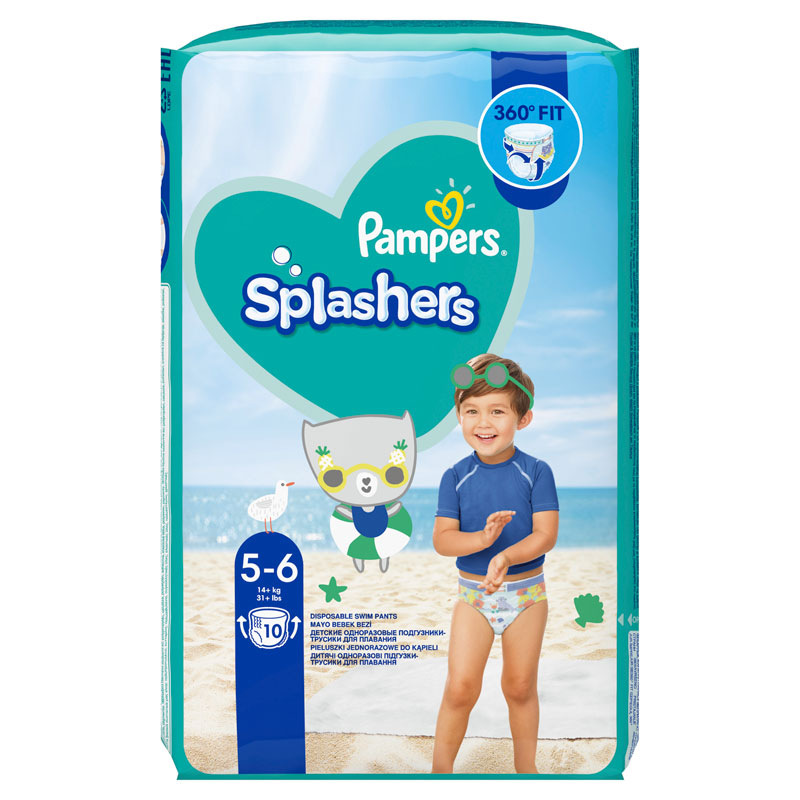 Splashers Maat 5-6 10 Wegwerpbare Zwemluiers, PAMPERS