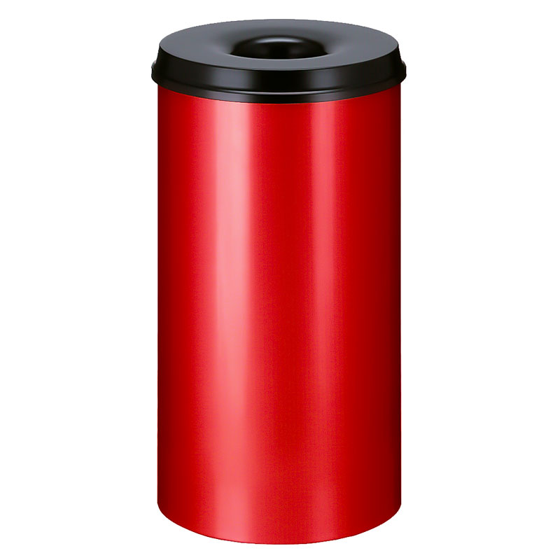 Vlamdovende papierbak 50 liter, V-part - rood, zwart