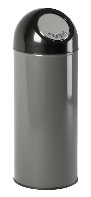 Afvalbak met pushdeksel 55 liter, V-part - zwart, metallic