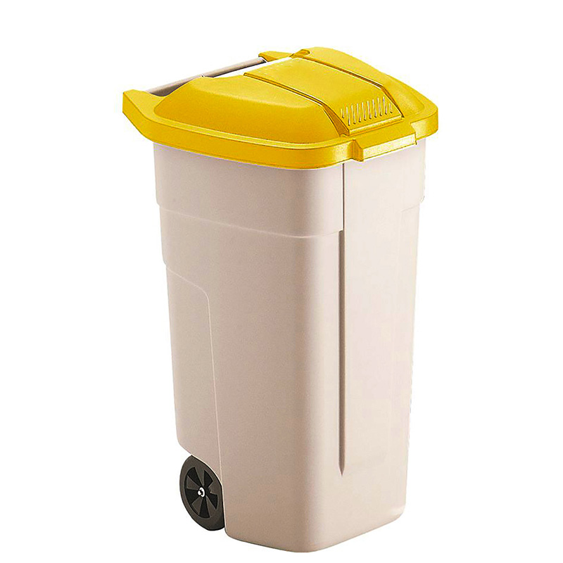 Mobiele container 110 liter, gele deksel - geel, beige