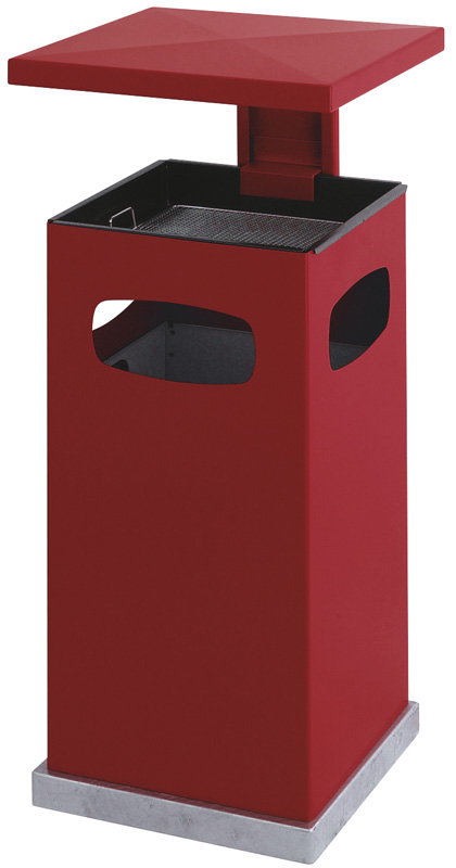 As-papierbak met afneembaar afdak 70 liter, V-part - rood