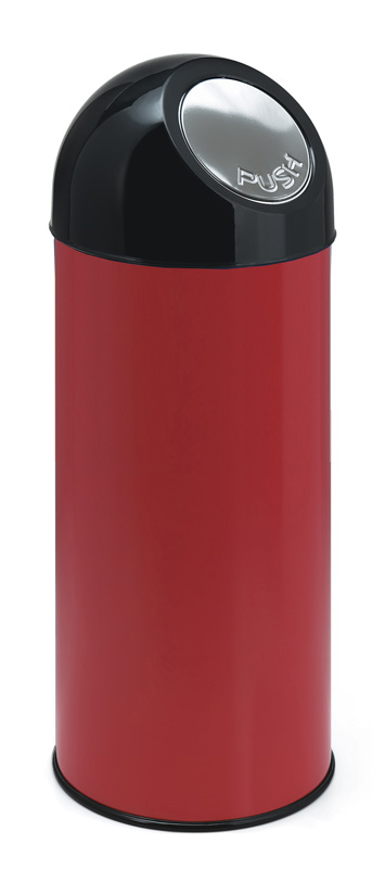 Afvalbak met pushdeksel 55 liter, V-part - rood, zwart