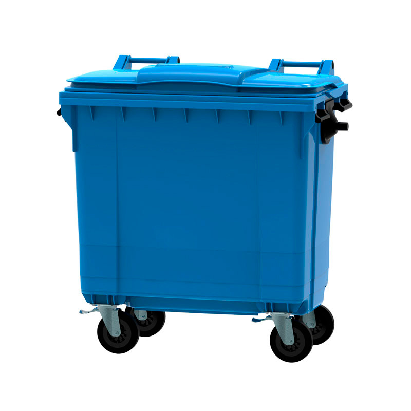 Container 770 liter vlak deksel - blauw