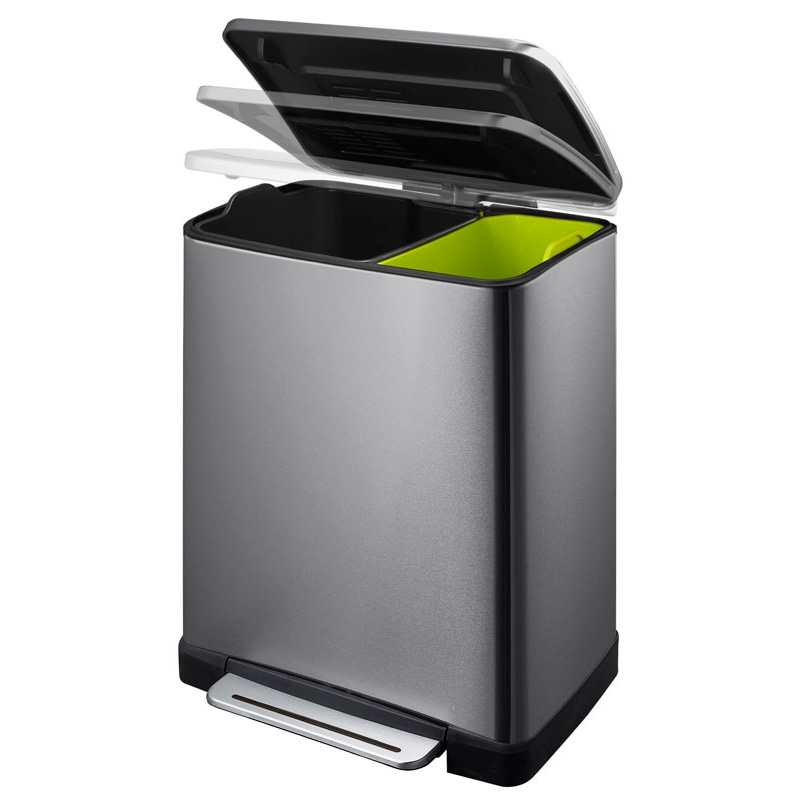 E-Cube recycling pedaalemmer 28+18 liter, EKO - black steel