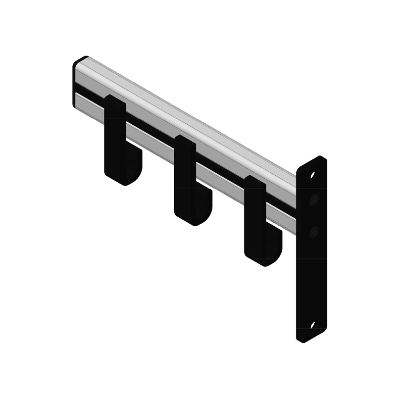 Pro-line Wandgarderobe 3 hangers, V-part - grijs, zwart