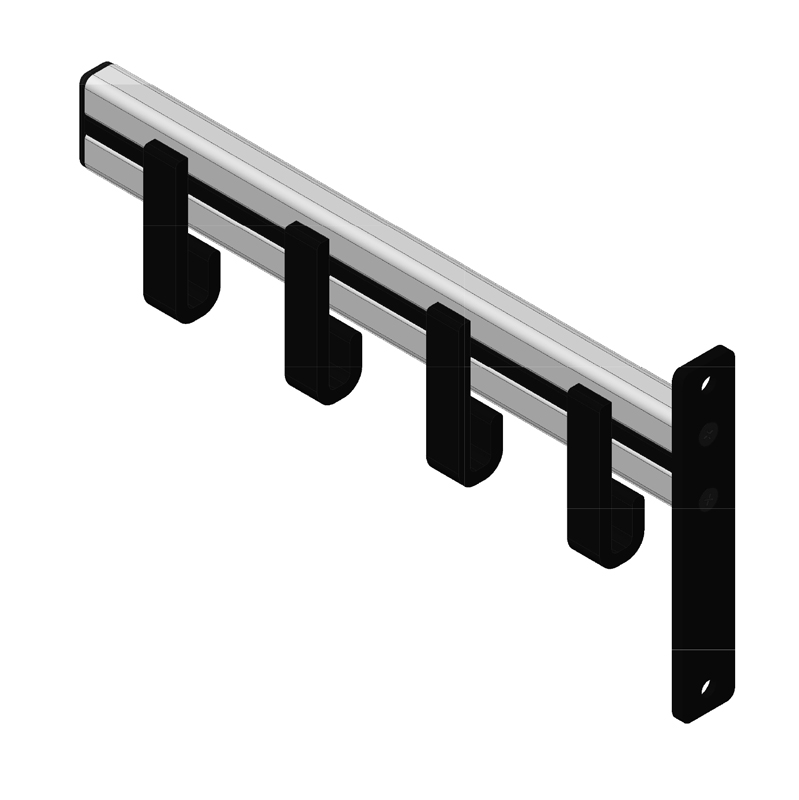 Pro-line Wandgarderobe 4 hangers, V-part - grijs, zwart