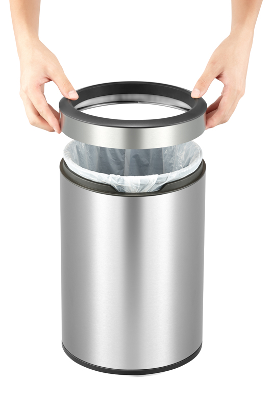 Round Open Top Bin 12 liter, EKO - mat rvs