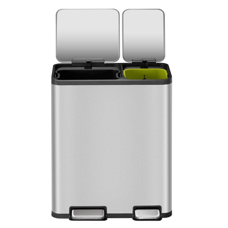 EcoCasa Recycler pedaalemmer 30+20 liter, EKO - mat rvs