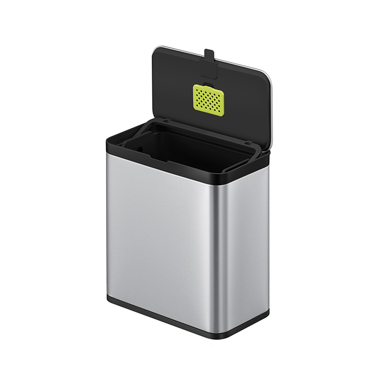 Puro S Food Waste Caddy 7 liter, EKO - mat rvs, zwart