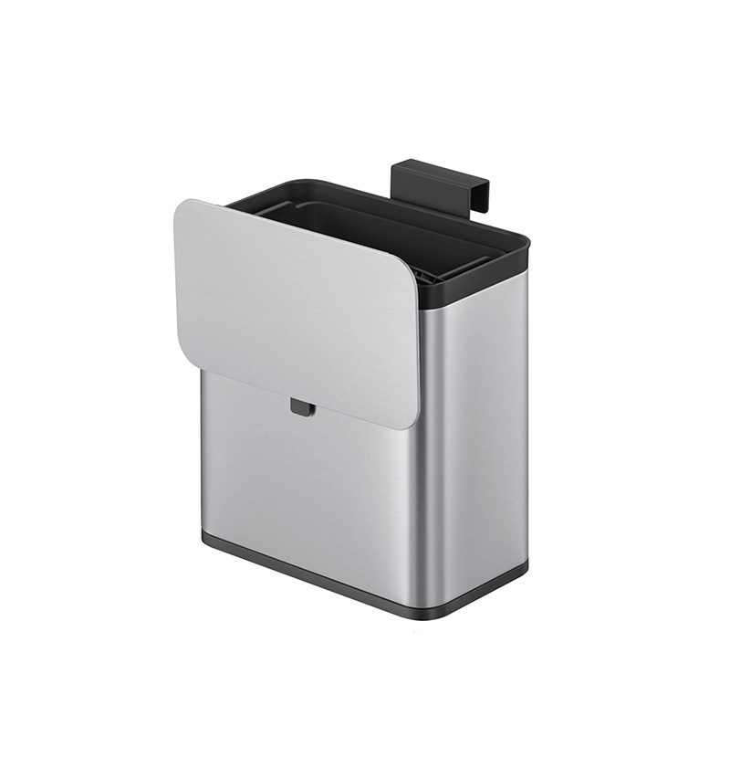 Puro S Food Waste Caddy 7 liter, EKO - mat rvs, zwart