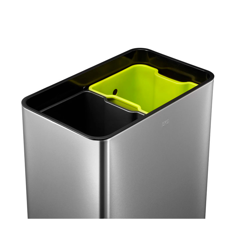 Mirage recycler Sensor Bin 20+20 liter, EKO - mat rvs, zwart